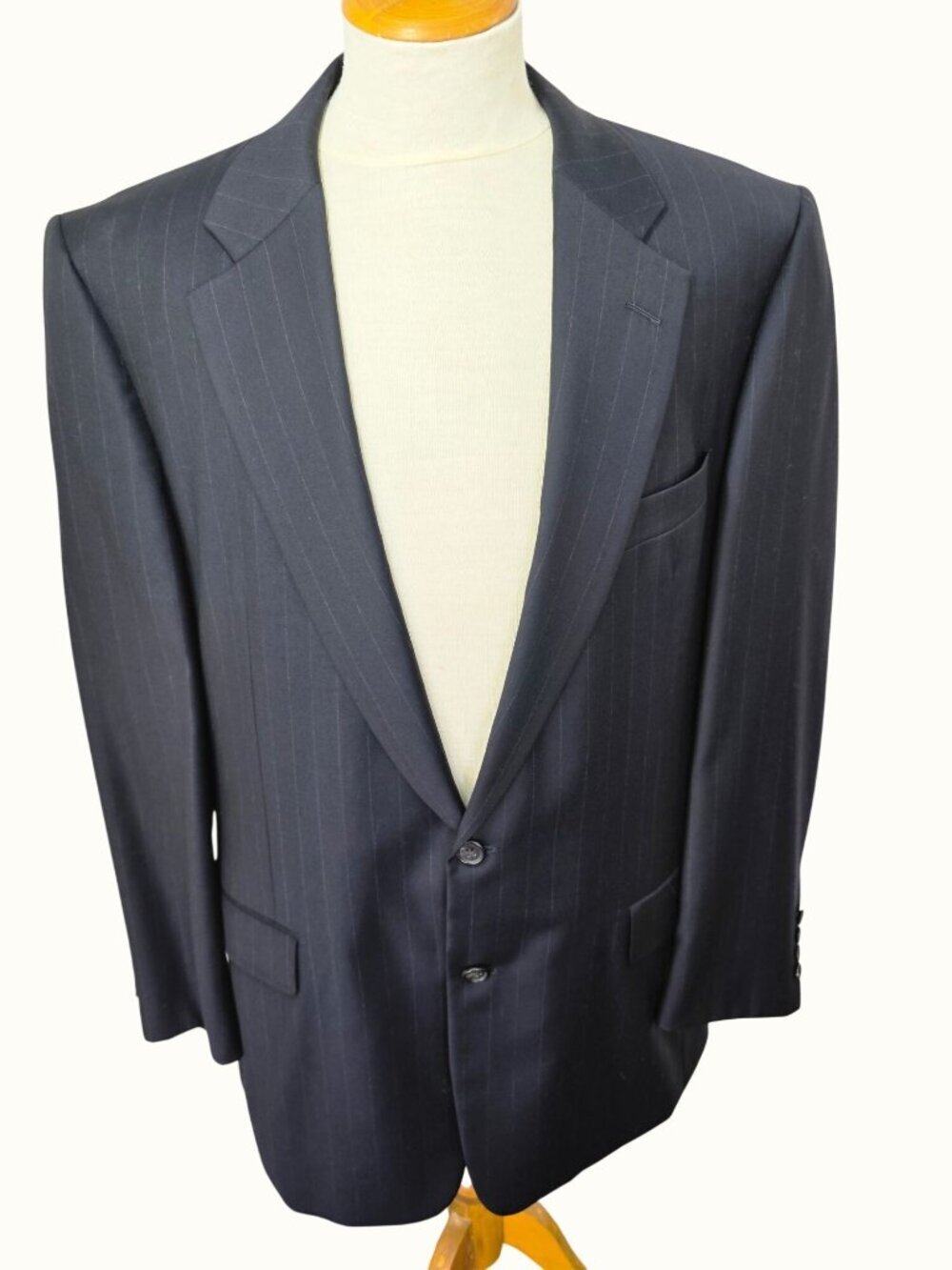 Hickey Freeman Nordstrom Blazer 44L Navy Pinstripe Wool Canvassed Sport Coat USA